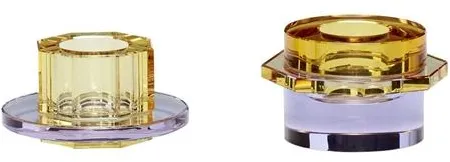 Hübsch Kiosk Ljusstakar Bärnstensfärg/Lila Set om 2