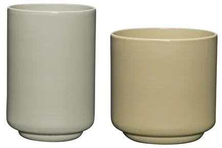 Hübsch Deux Potte 2 st Ljusgrön/Sand