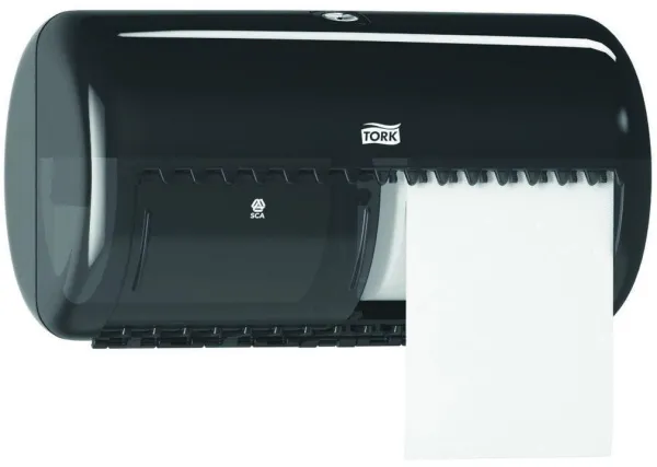 Tork Twin -dispenser, för toalettpapper, 2 rullar, svart, T4