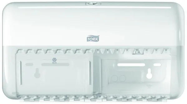Tork Twin -dispenser, för toalettpapper, 2 rullar, vit, T4